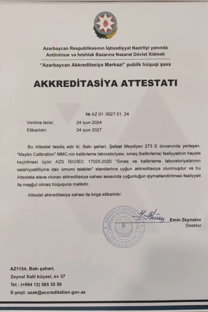 2024 Accreditation certificate of compliance with the standard “General requirements for the competence of testing and calibration laboratories”