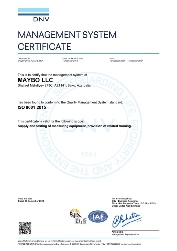 ISO 9001:2015 keyfiyyət idarəetmə standartlarına uyğunluq sertifikatı (2024-2027)